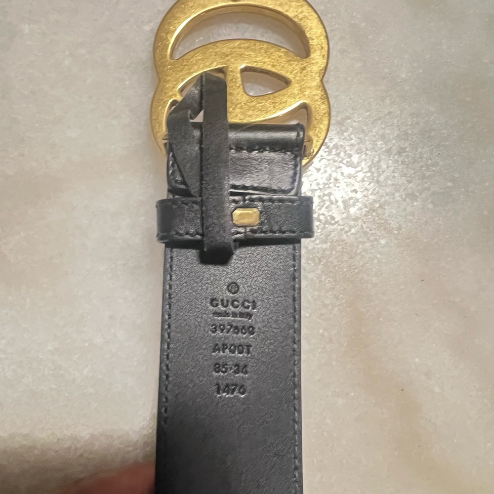 Gucci Black Belt with Gold Accent - Picture 2 of 5